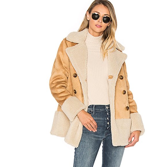MOTHER Jackets & Blazers - Mother Faux Shearling Suede Double Breasted Jacket